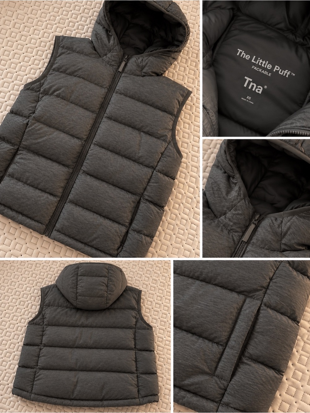 Tna The Little Puff Vest Hooded Puffer Brown